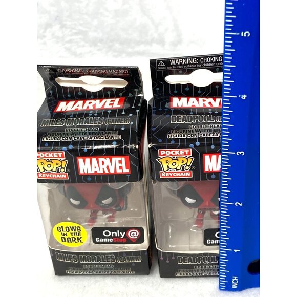Marvel Pocket Pop Keychain Deadpool & Miles Morales Gamer Glow In Dark Figures - Picture 8 of 8